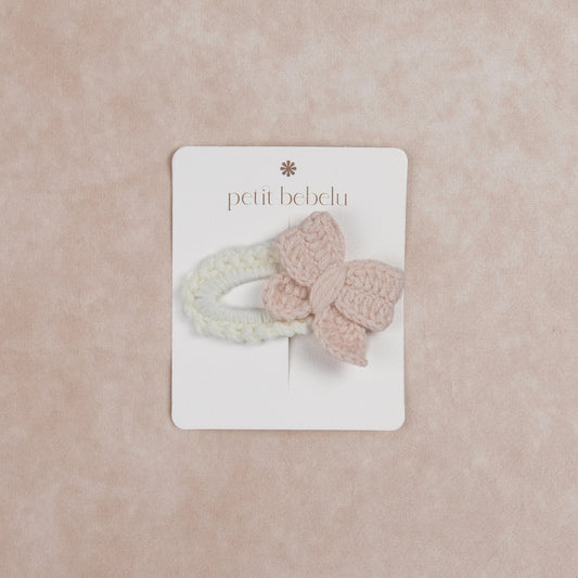 bow crochet hair clip | pink