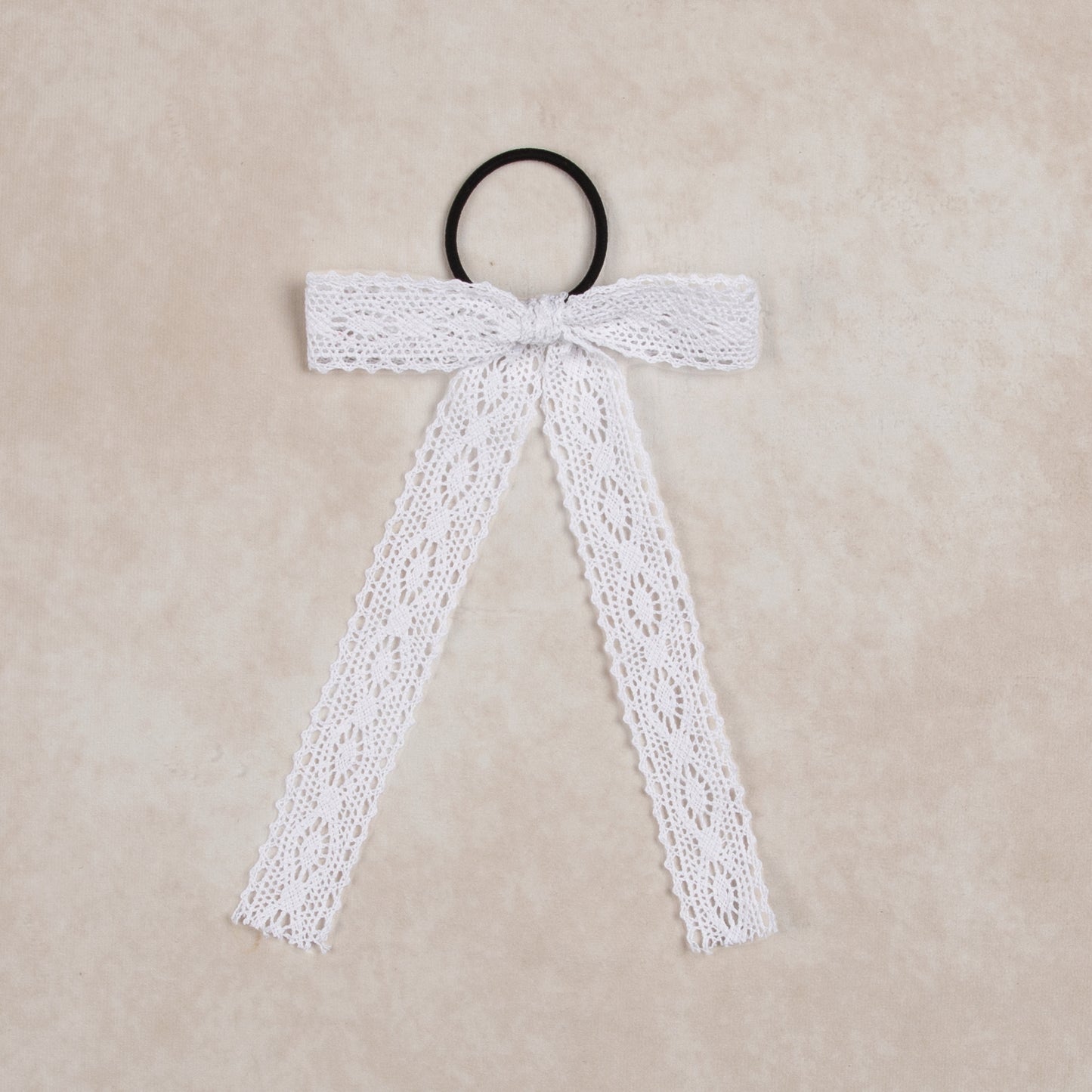 large lace pony bow | white