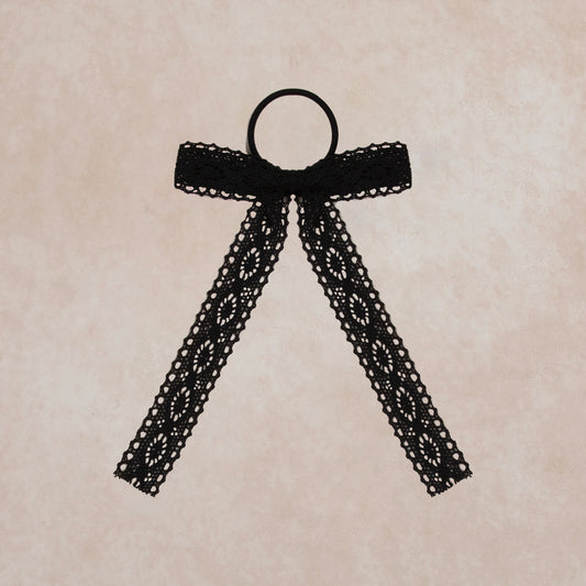 large lace pony bow | black