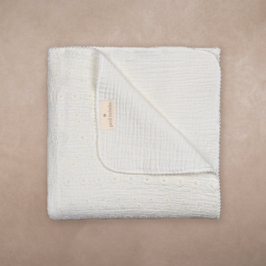 flower embroidered muslin | milk