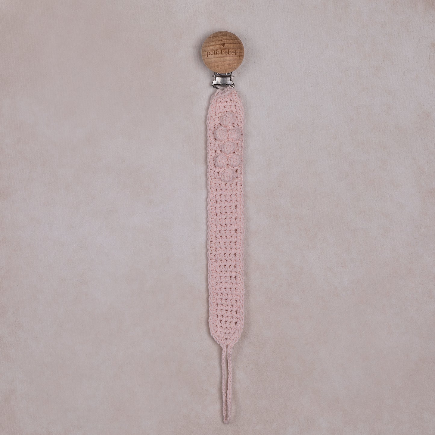 popcorn knit pacifier holder | pink