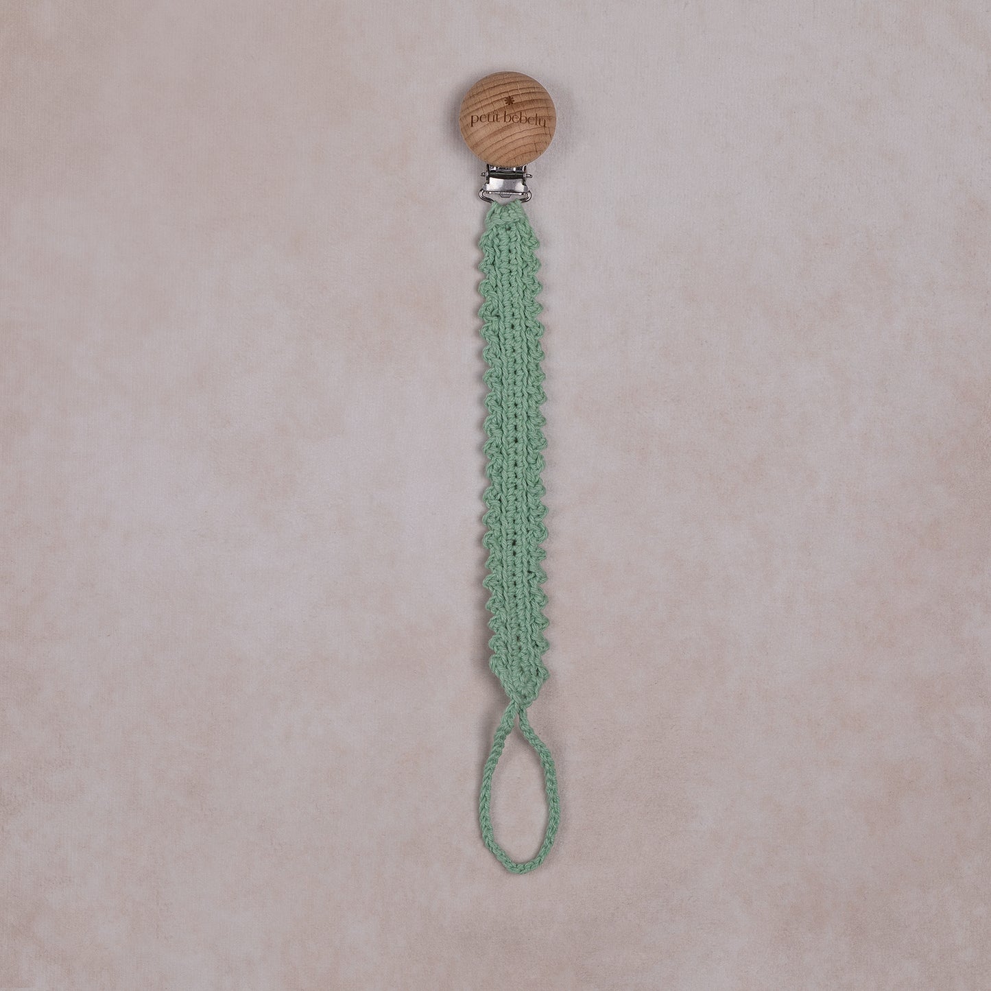 scalloped knit pacifier holder | mint