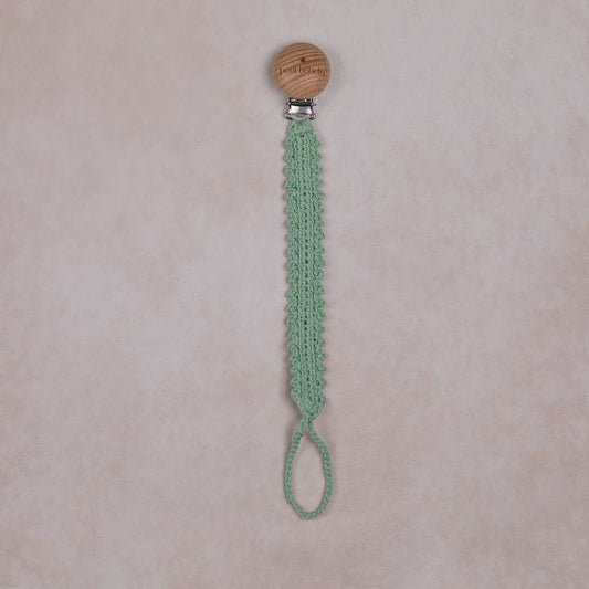 scalloped knit pacifier holder | mint