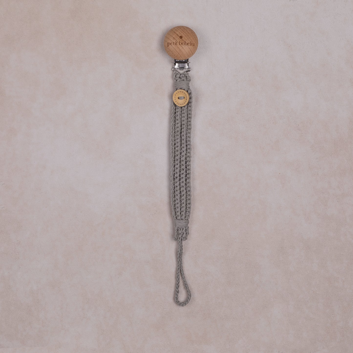 button knit pacifier holder | gray