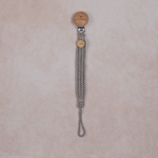 button knit pacifier holder | gray