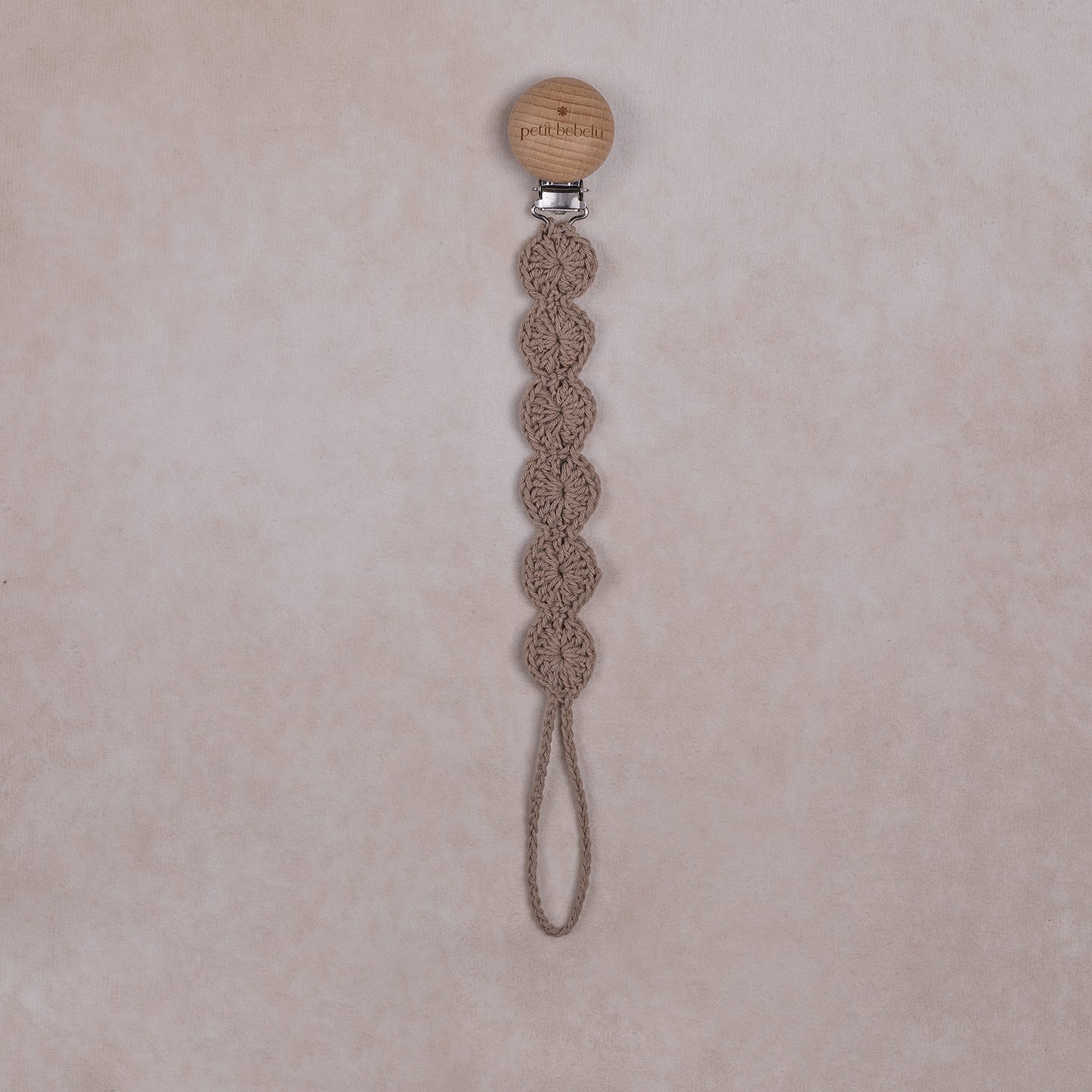 bubble knit pacifier holder | taupe