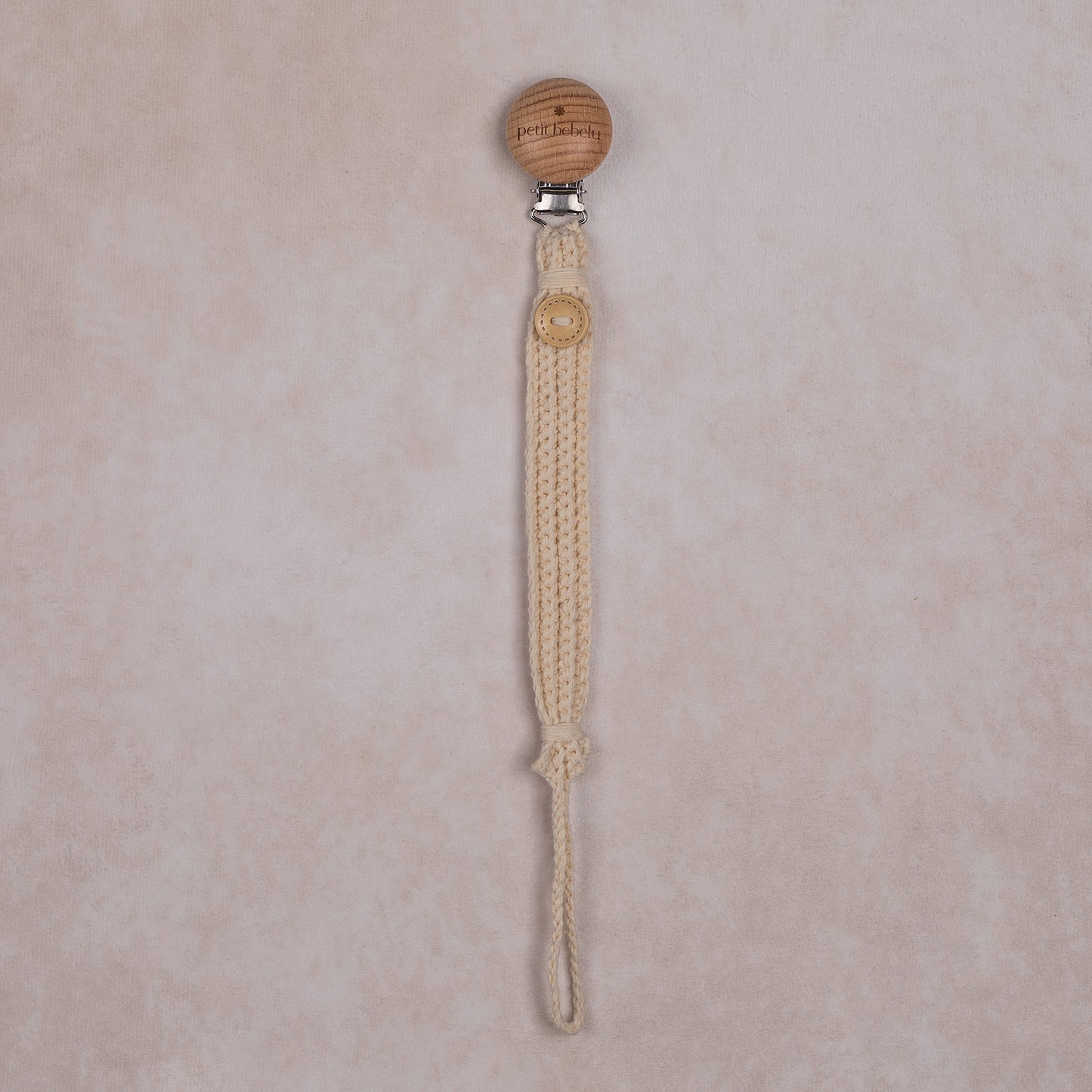 button knit pacifier holder | ivory