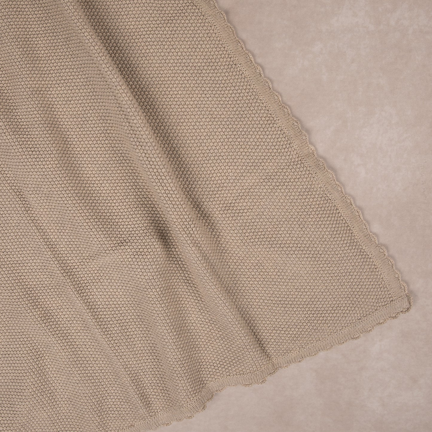 scalloped knit blanket | sand